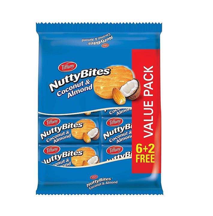 بیسکویت نارگیل و بادام ناتی بیتس تیفانی بسته 8 عددی